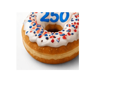 Celebration donut with red, white, and blue sprinkles